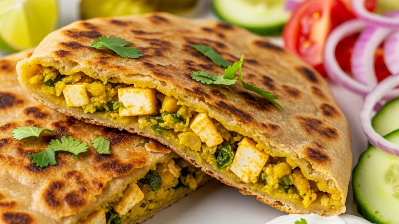 Falafel‑Inspired Chickpea & Paneer Paratha